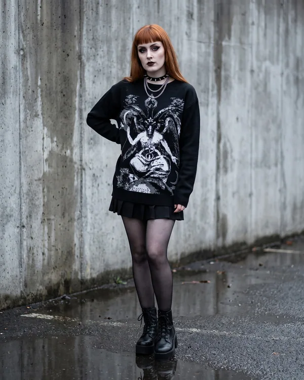 Buzo negro Baphomet gris