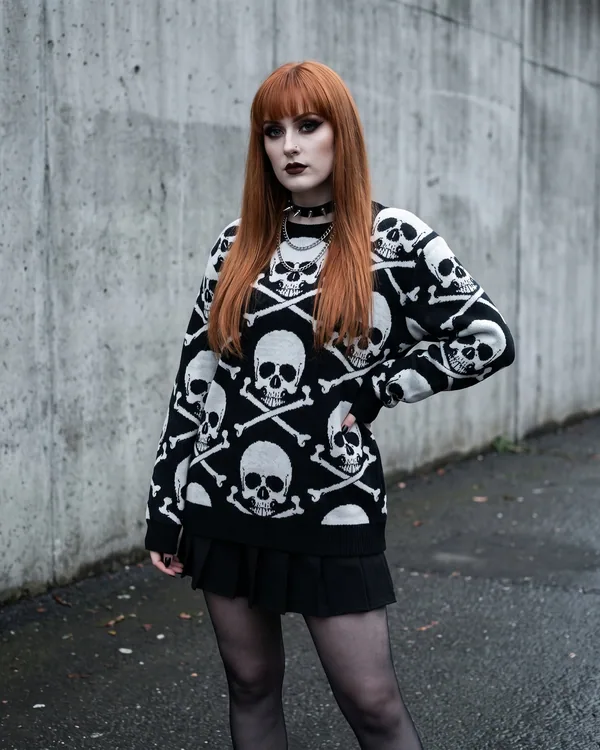 Buzo negro calaveras y tibias