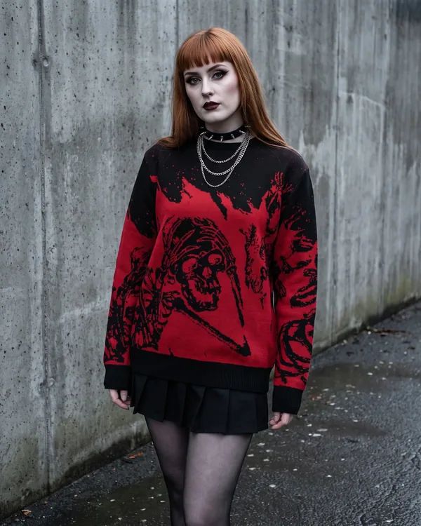 Buzo parca calavera rojo