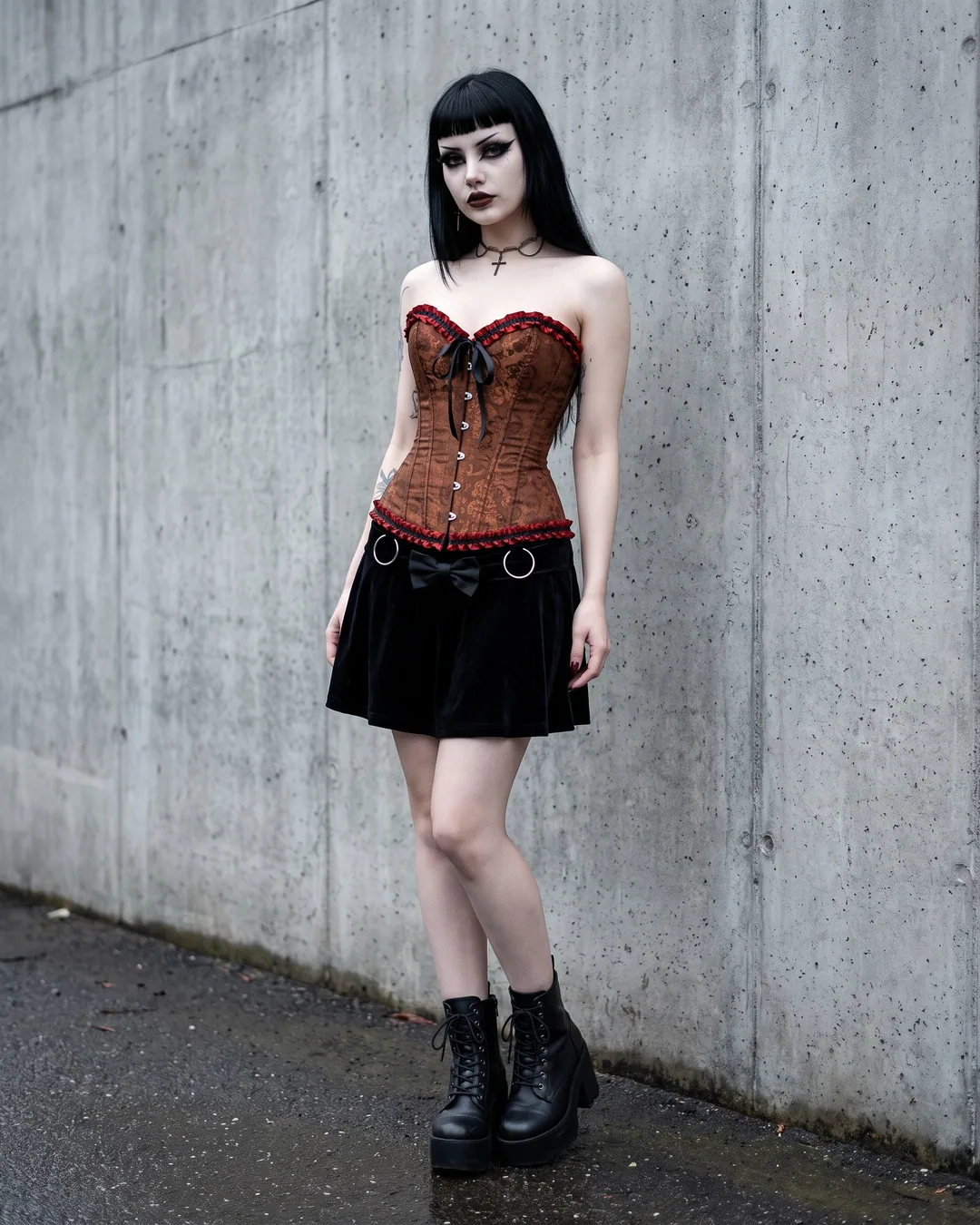Corset encajes marrón