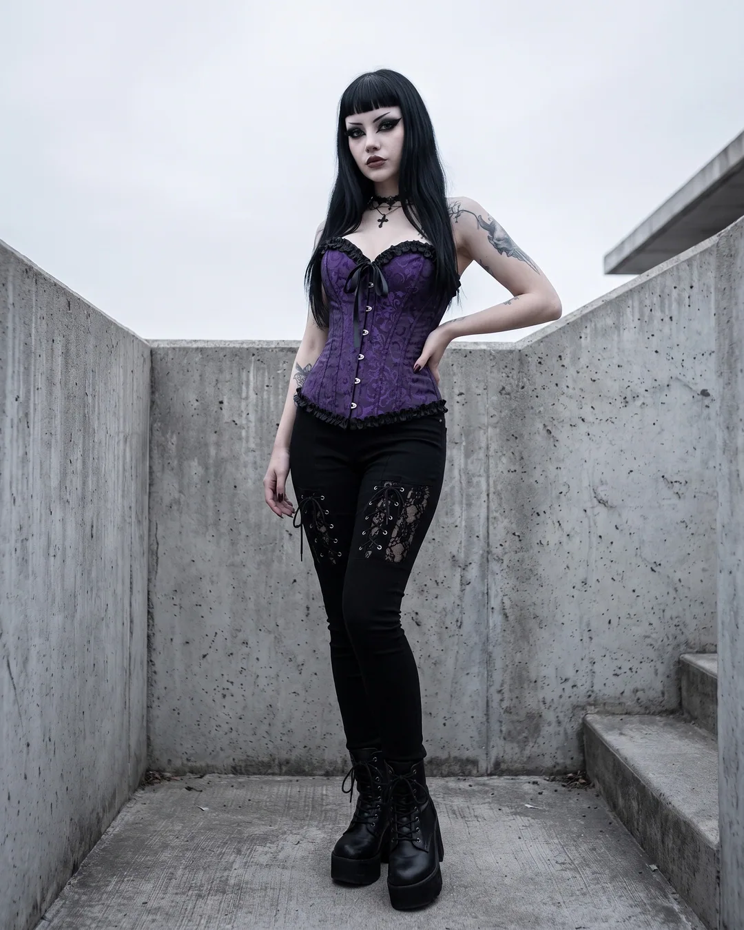 Corset encajes purple