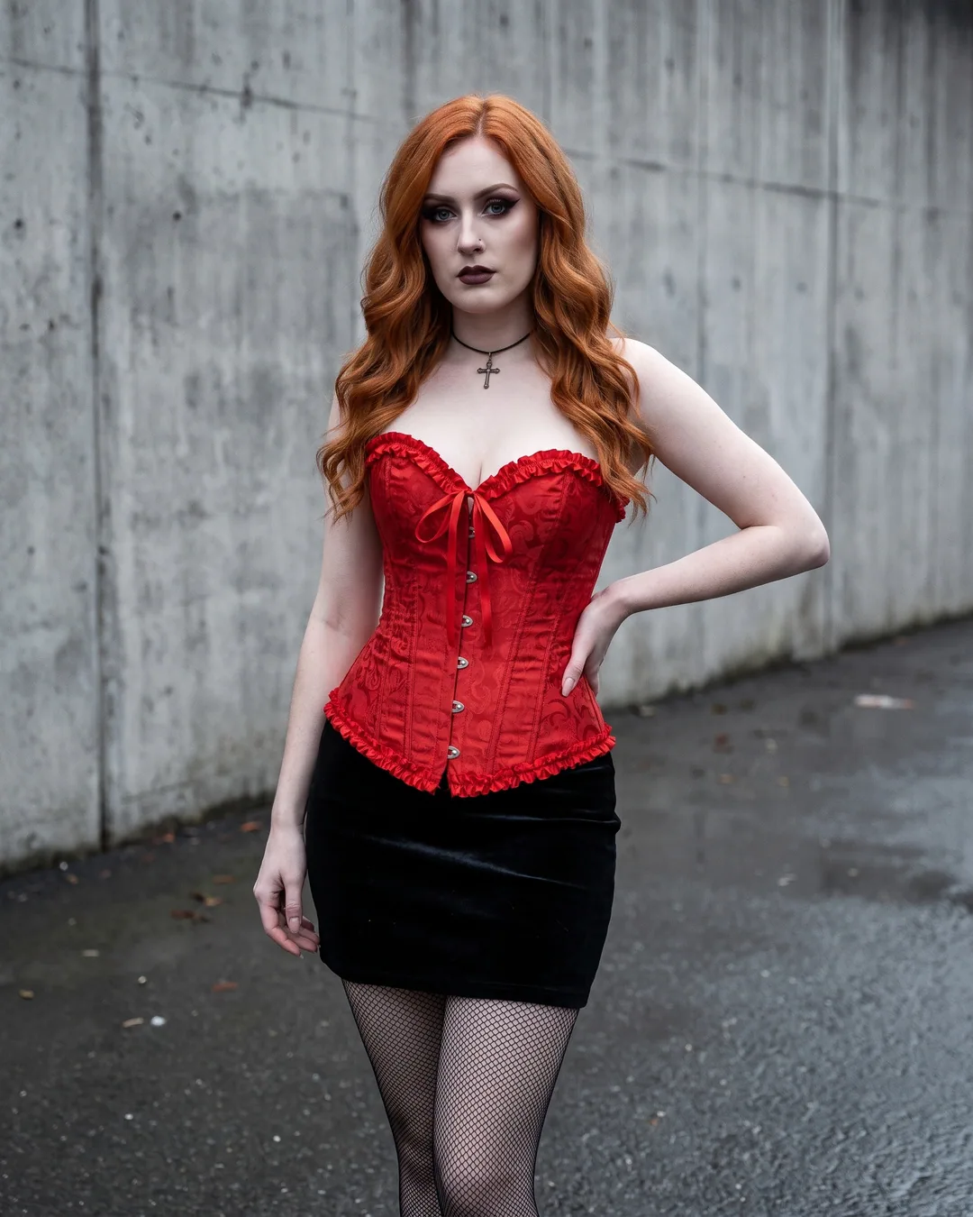 Corset satín rojo