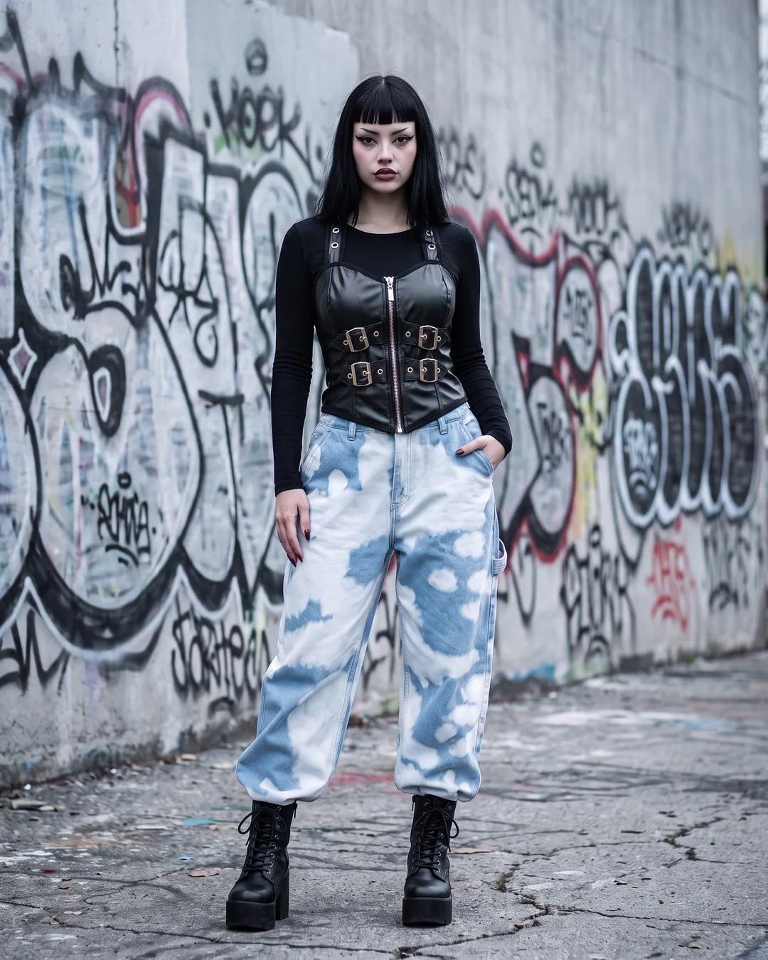 Pantalón baggy nube azul cielo