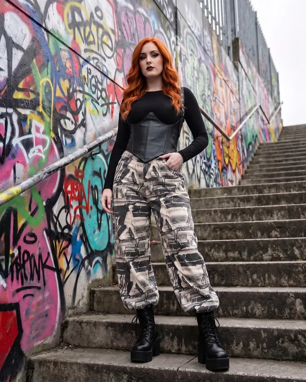 Pantalón cargo baggy camuflaje desgastado