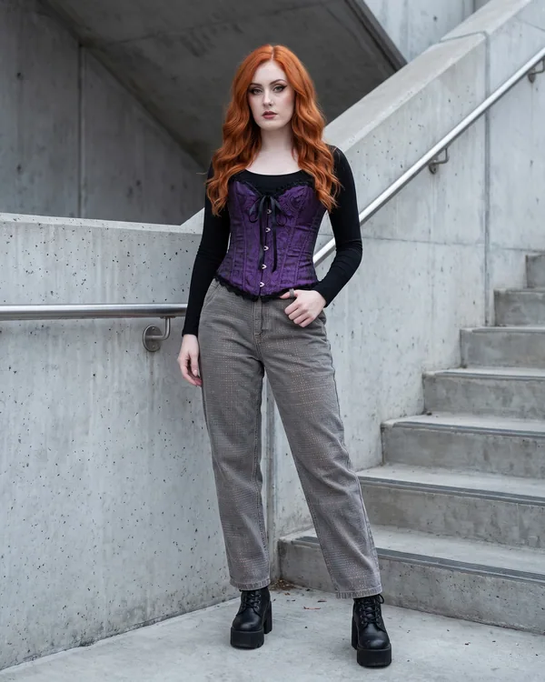 Pantalón baggy gris veta cobre