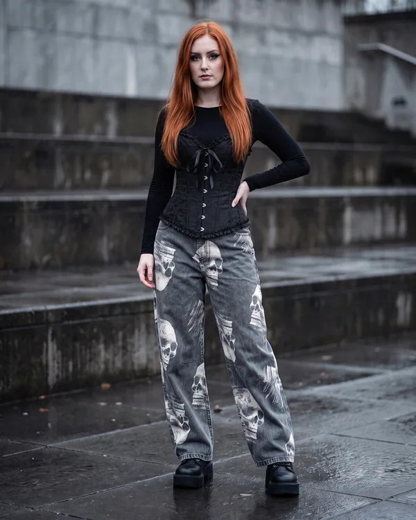 Pantalón baggy gris cripta