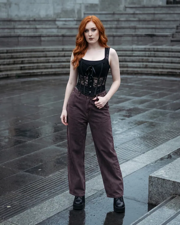 Pantalón baggy burdeos brasa