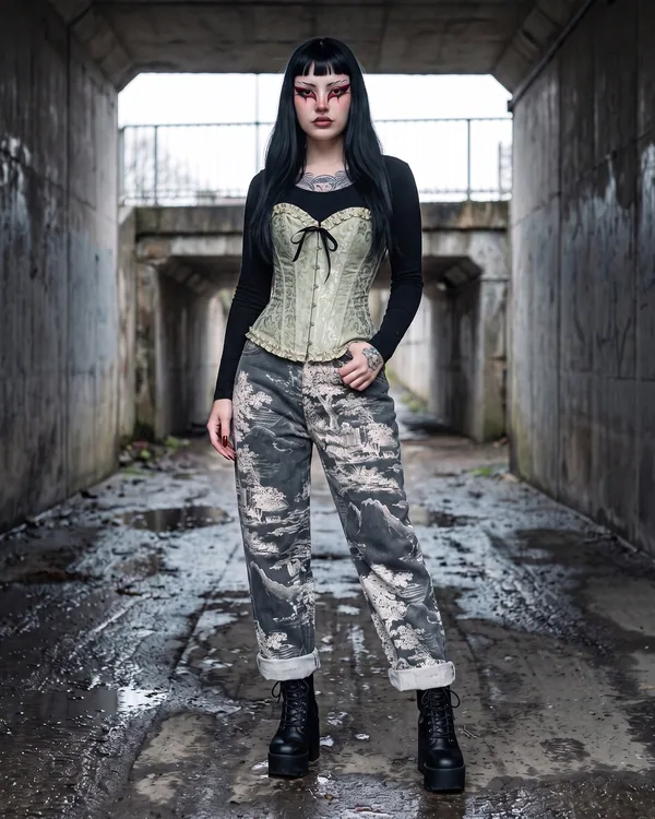 Pantalón baggy camuflaje niebla