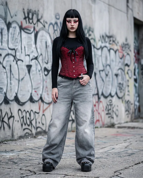 Pantalón baggy gris líquido