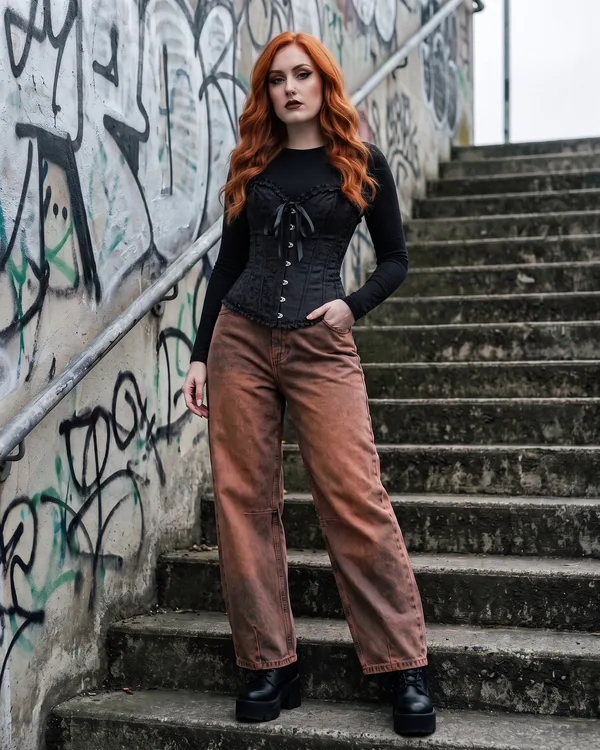 Pantalón baggy óxido degradado