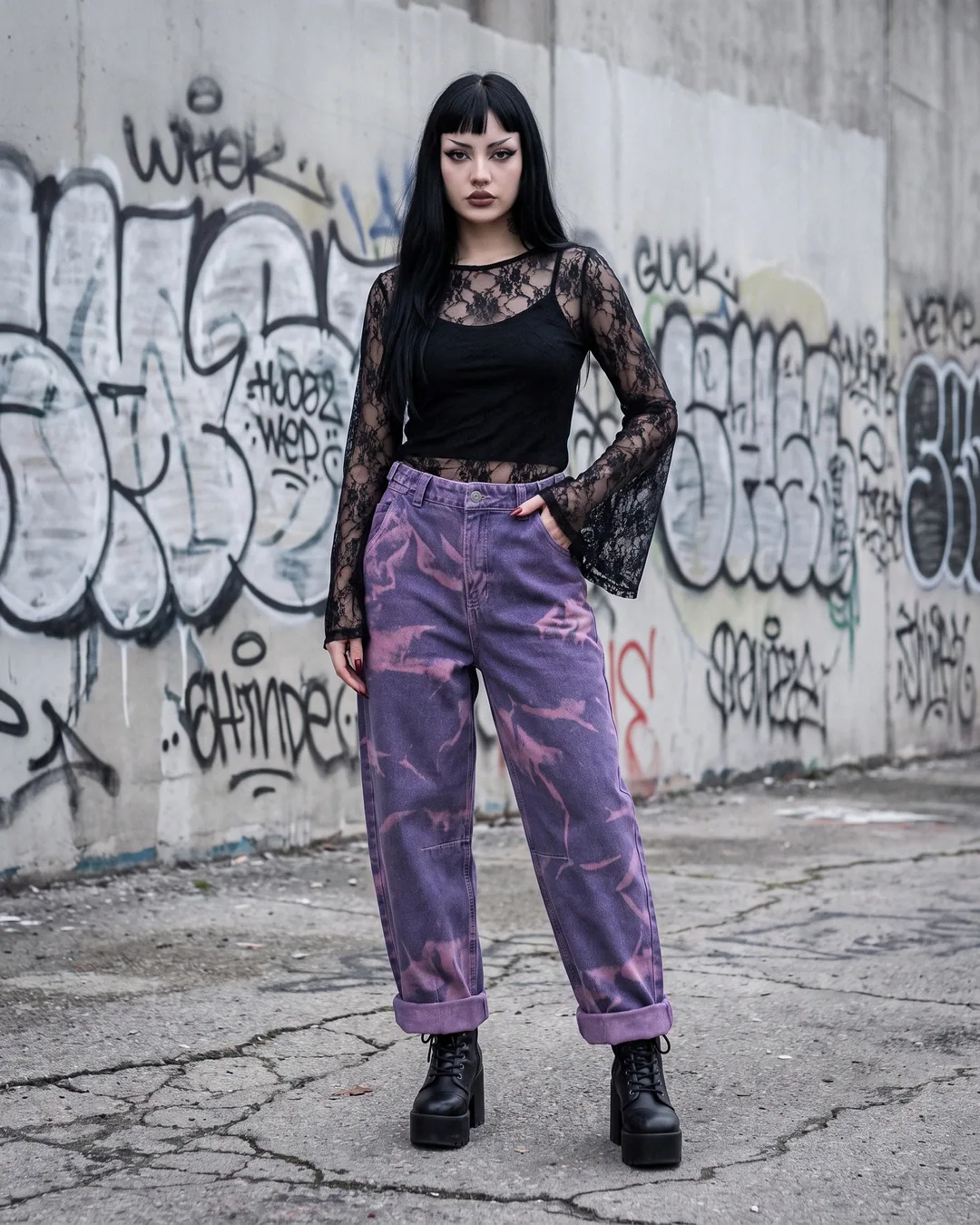 Pantalón baggy violeta tormenta
