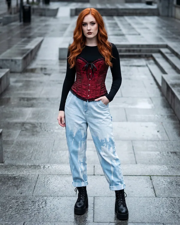 Pantalón baggy denim hielo