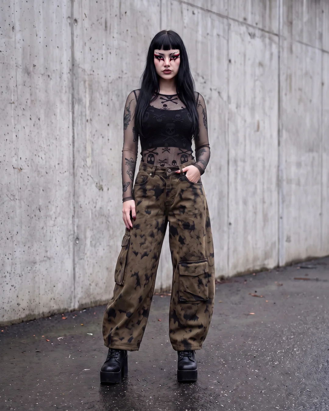 Pantalón super baggy camuflaje óleo