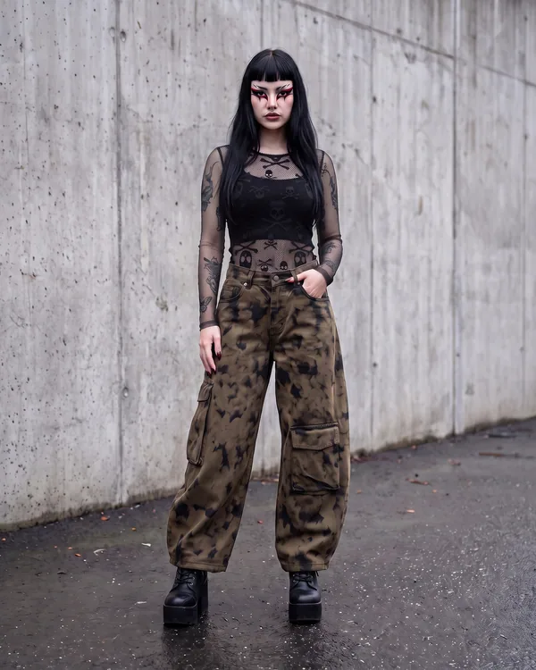 Pantalón super baggy camuflaje óleo