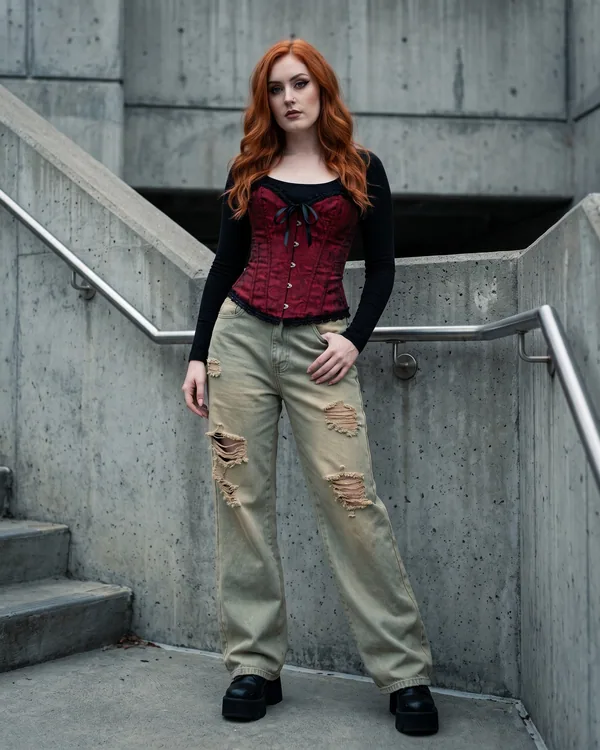 Pantalón wide leg arena desgastado