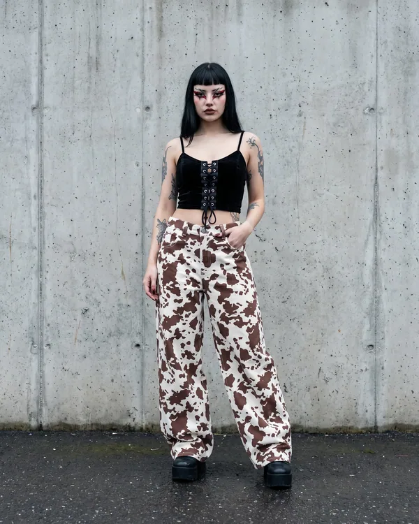 Pantalón wide leg marfil vaca