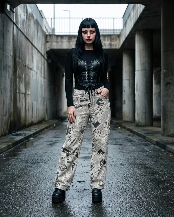Pantalón wide leg marfil papel