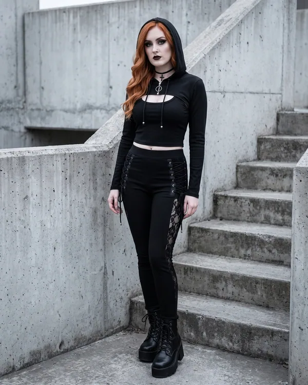Set capucha negro crop
