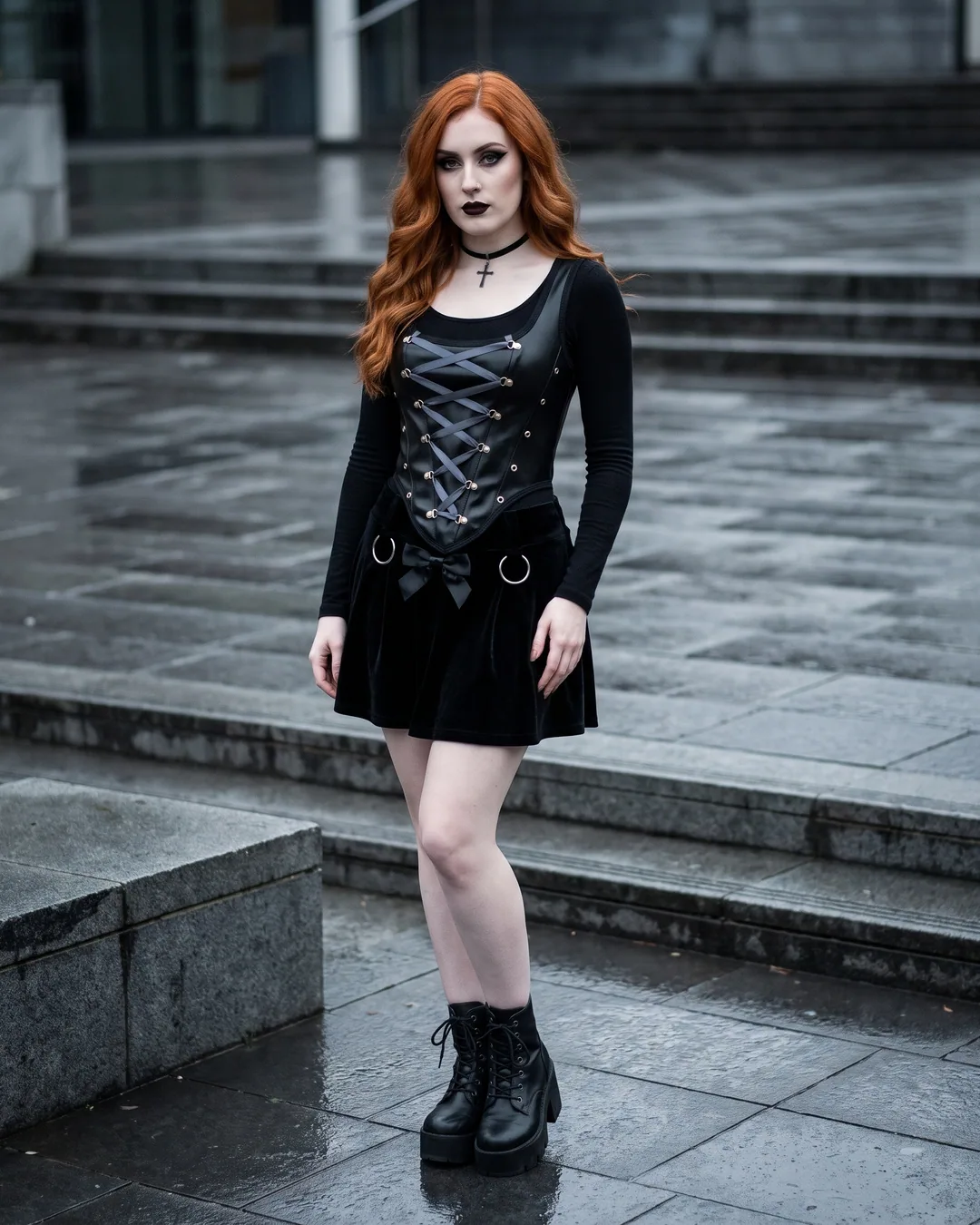 Top cuero cintas lace up