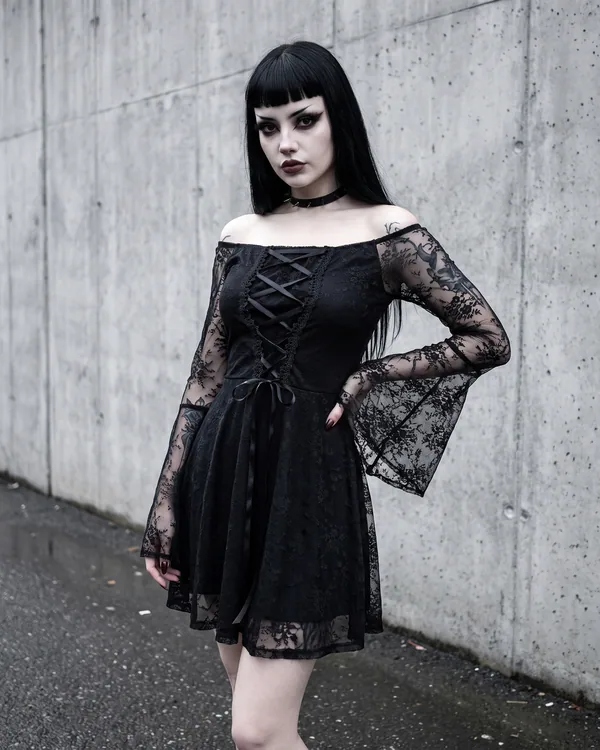 Vestido Gothic Manga Campana