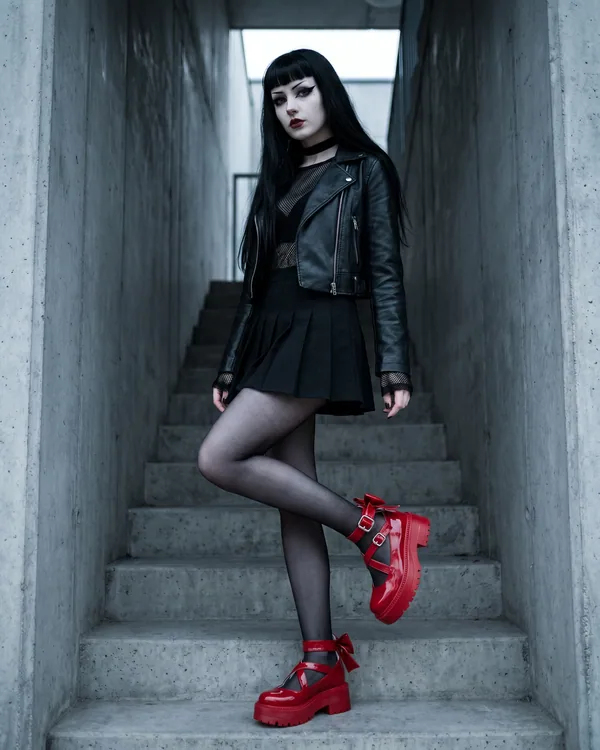 Zapatos Mary Jane rojos con lazo
