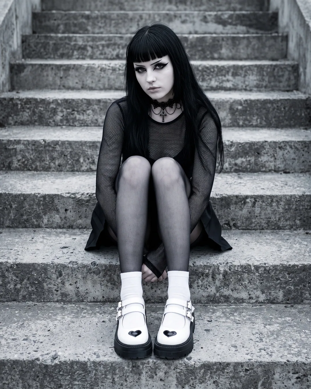 Zapatos Mary Jane blancos con corazón