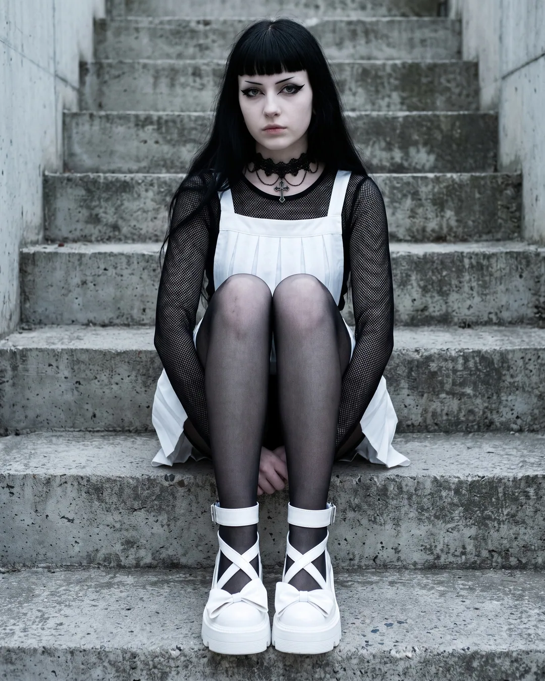 Mary Janes blancas lazo cruzado