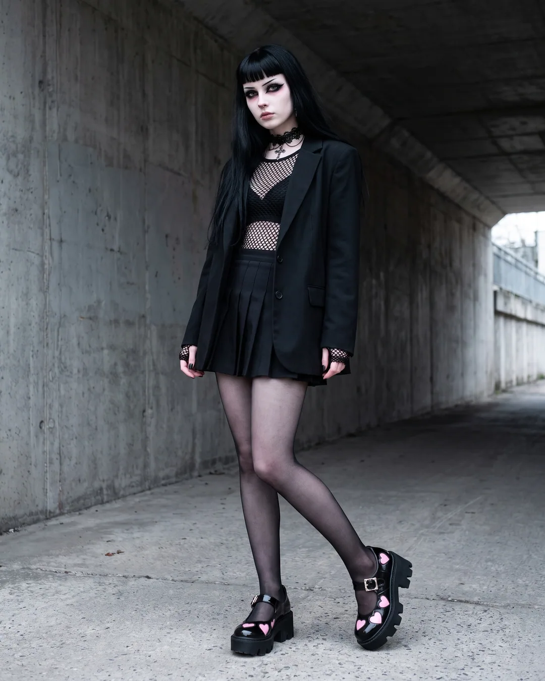 Mary Janes negras corazones rosas