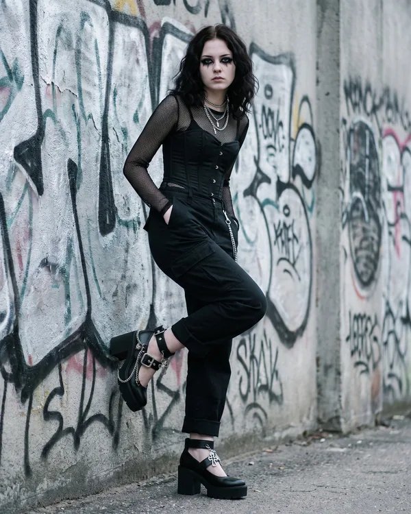 Mary Janes negras dijes y cadena